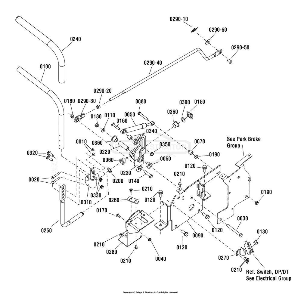 Control Group - Left Hand (7502144) Diagram and Parts List for 7800690A (107280073)(2011) Briggs and Stratton Lawn Tractor